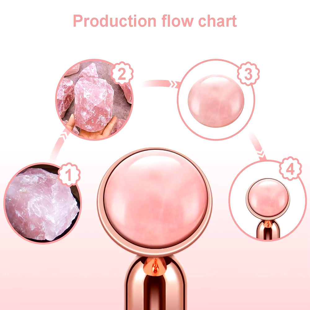 4 in 1 Vibrating Rose Quartz Roller Face Roller Eye Massager Jade Roller T/V Shaped Face Lifting Slimming Beauty Care Massager